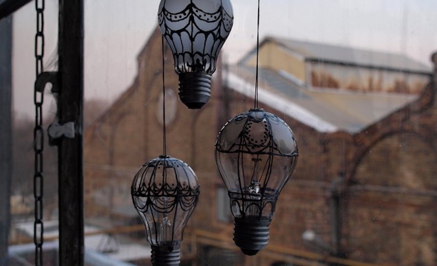 ampoule décoré en montgolfière